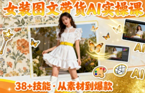 【精】女装图文带货的AI实操课，覆盖38个实用技能，快速提升素材制作效率-副业吧