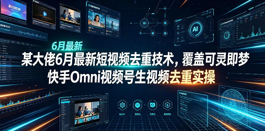 某大佬6月最新短视频去重技术,覆盖可灵即梦快手Omni视频号生视频去重实操-副业吧