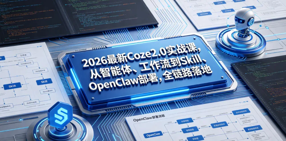 2026最新Coze2.0实战课,从智能体、工作流到Skill、OpenClaw部署,全链路落地-副业吧