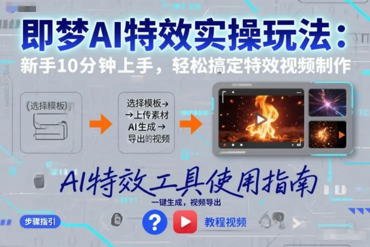 即梦AI特效实操玩法:新手10分钟上手,轻松搞定特效视频制作-副业吧