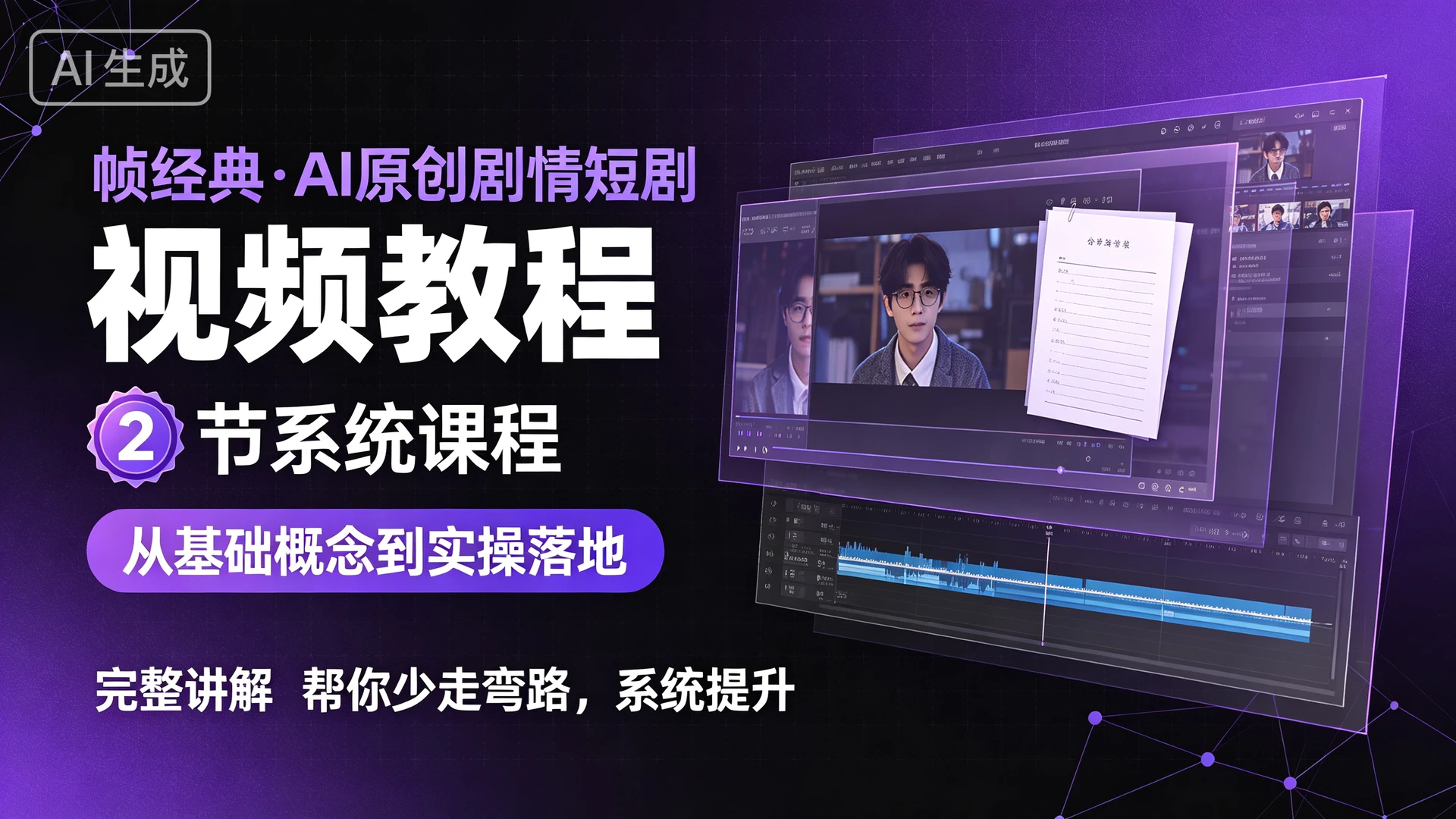 帧经典·AI原创剧情短剧视频教程，2 节系统课程，从基础概念到实操落地完整讲解，帮你少走弯路系统提升-副业吧
