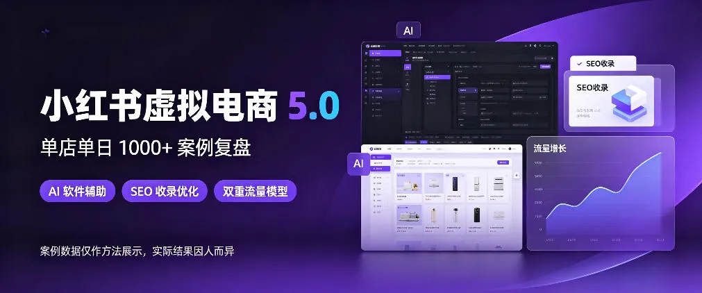 小红书虚拟电商5.0,单店单日1000+,AI软件+SEO收录,双重流量稳定出单【揭秘】-副业吧