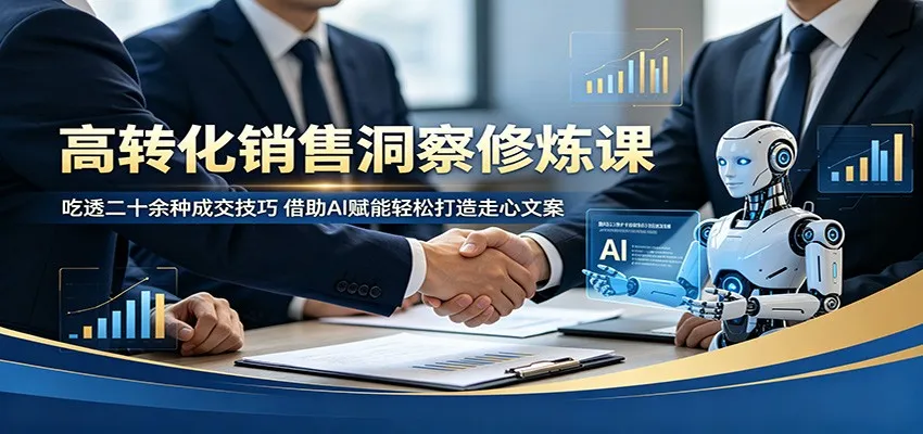 高转化销售洞察修炼课:吃透二十余种成交技巧,借助AI赋能轻松打造走心文案-副业吧
