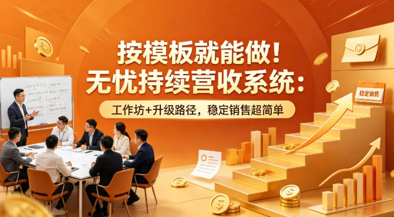 按模板就能做！无忧持续营收系统：工作坊+升级路径，稳定销售超简单【原创双语字幕】-副业吧