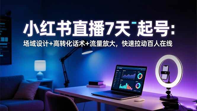 (16537期)小红书直播7天起号:场域设计+高转化话术+流量放大,快速拉动百人在线-副业吧