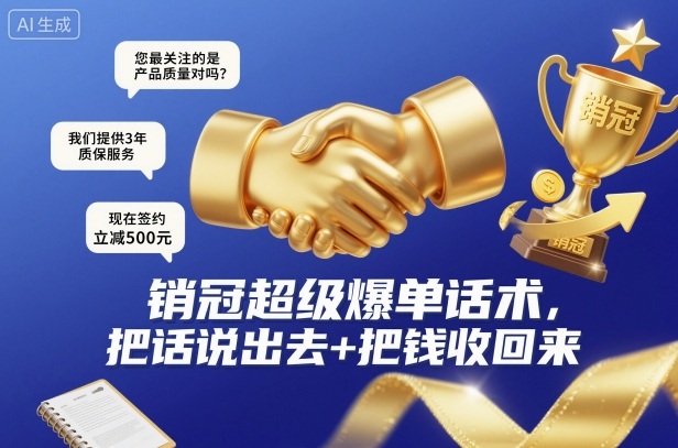 销冠超级爆单话术,把话说出去+把钱收回来-副业吧