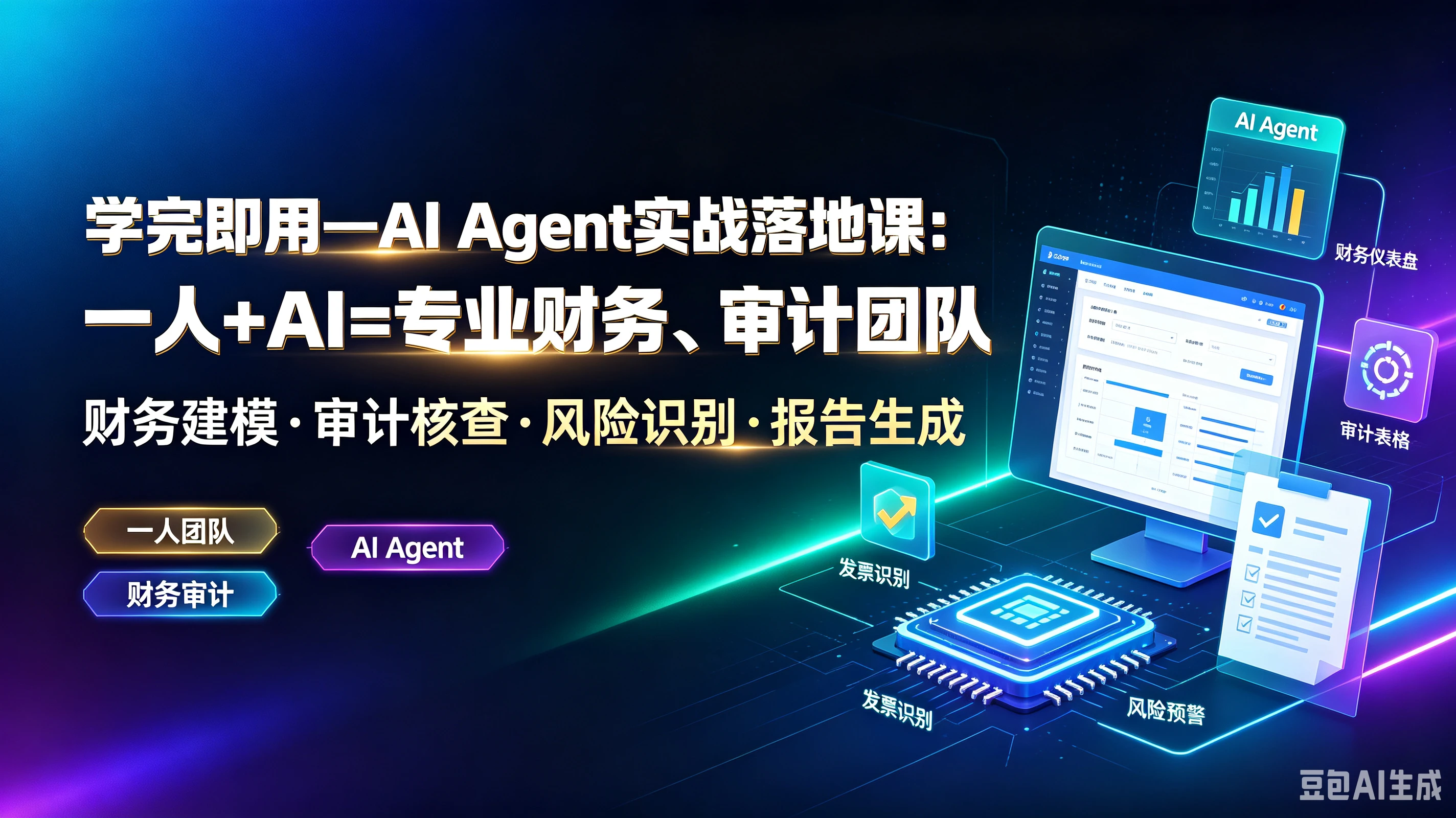 【精】学完即用一AlAgent实战落地课：一人+AI=专业财务、审计团队，财务建模·审计核查·风险识别·报告生成，一人团队、Al Agent、财务审计-副业吧