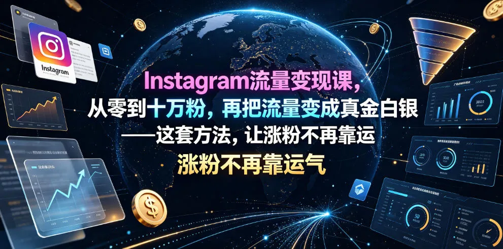 Instagram流量变现课，从零到十万粉，再把流量变成真金白银——这套方法，让涨粉不再靠运气【原创双语字幕】-副业吧