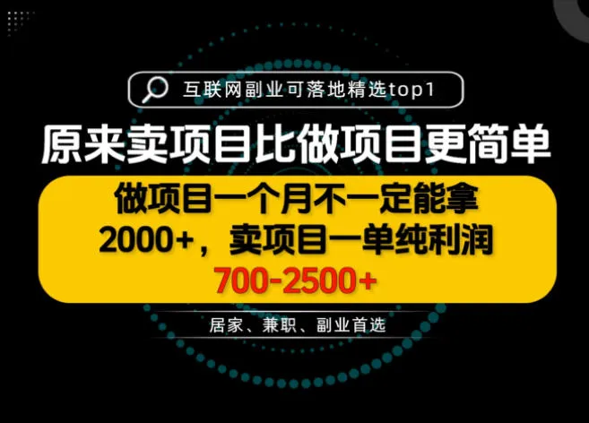 一单利润700-2.5K+，为什么我们要卖项目而不是做项目，我们普通人应该怎样开始？【揭秘】-副业吧
