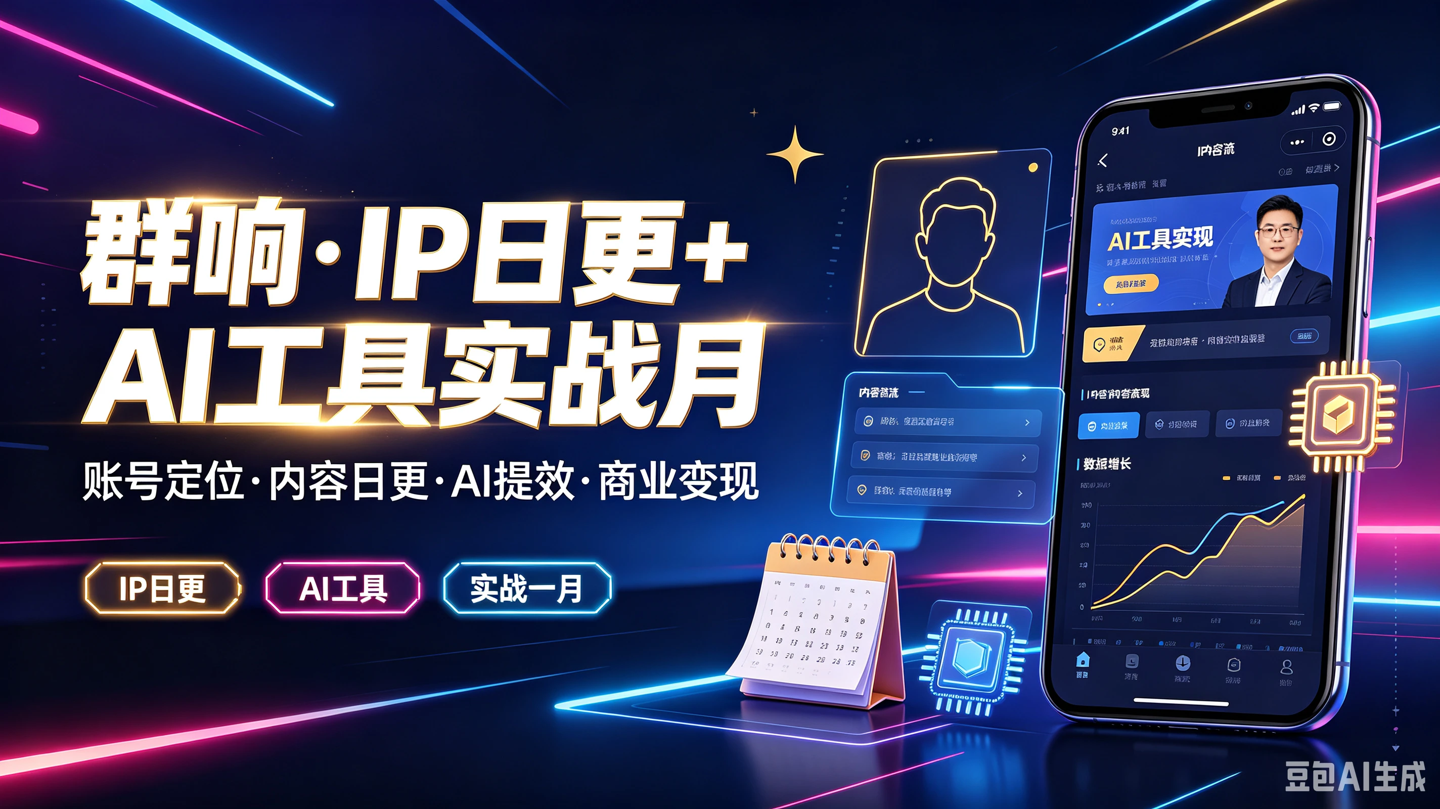 【精】群响·IP日更+AI工具实战月,长号定位·内容日更·AI提效·商业变现,IP日更、Al工具、实战一月-副业吧