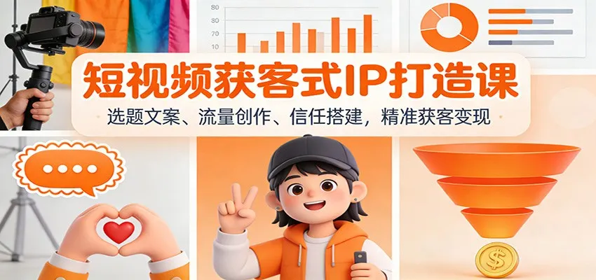 短视频获客式IP打造课：选题文案、流量创作、信任搭建，精准获客变现-副业吧