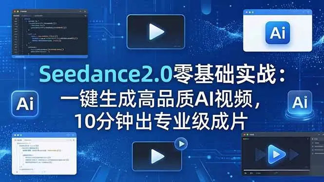 （18323期）Seedance2.0零基础实战：一键生成高品质AI视频，10分钟出专业级成片-副业吧