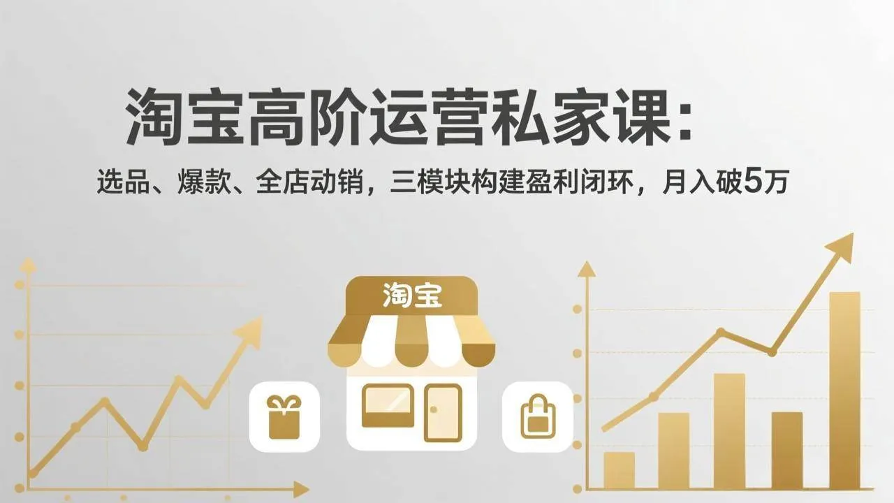 (17904期)淘宝高阶运营私家课(更新26年4月):选品、爆款、全店动销,三模块构建盈利闭环,月入破5万-副业吧