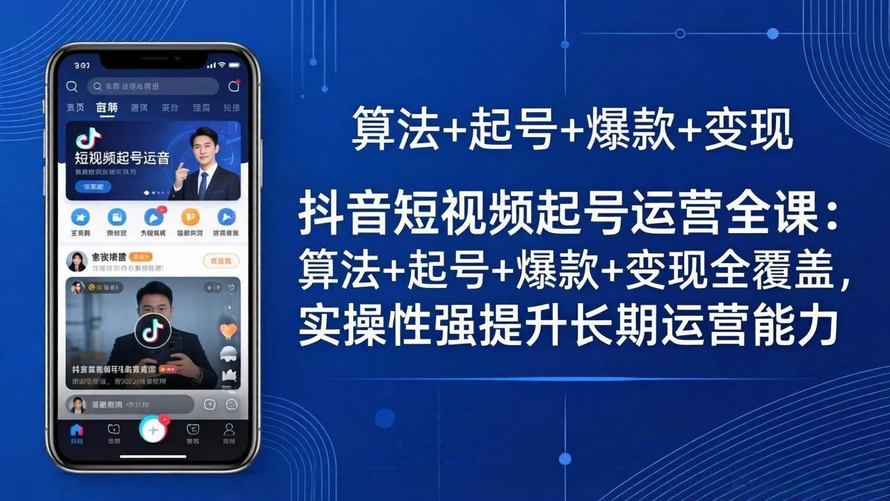 （18071期）抖音短视频起号运营全课：算法+起号+爆款+变现全覆盖，实操性强提升长期运营能力-副业吧