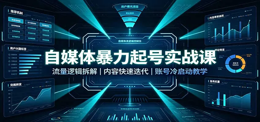 自媒体暴力起号实战课：流量逻辑拆解，内容快速迭代，账号冷启动教学-副业吧