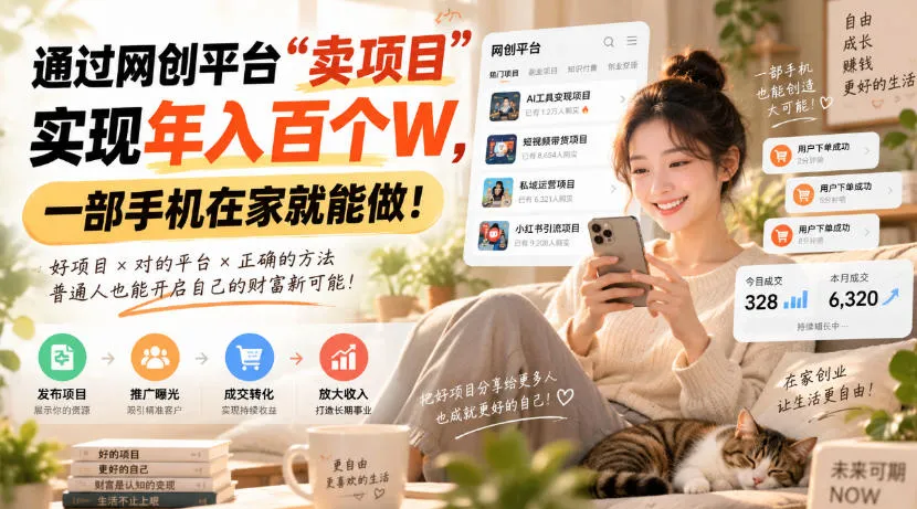 靠卖网创项目变现,一年拿下百万收益!一台手机就能操作!-副业吧