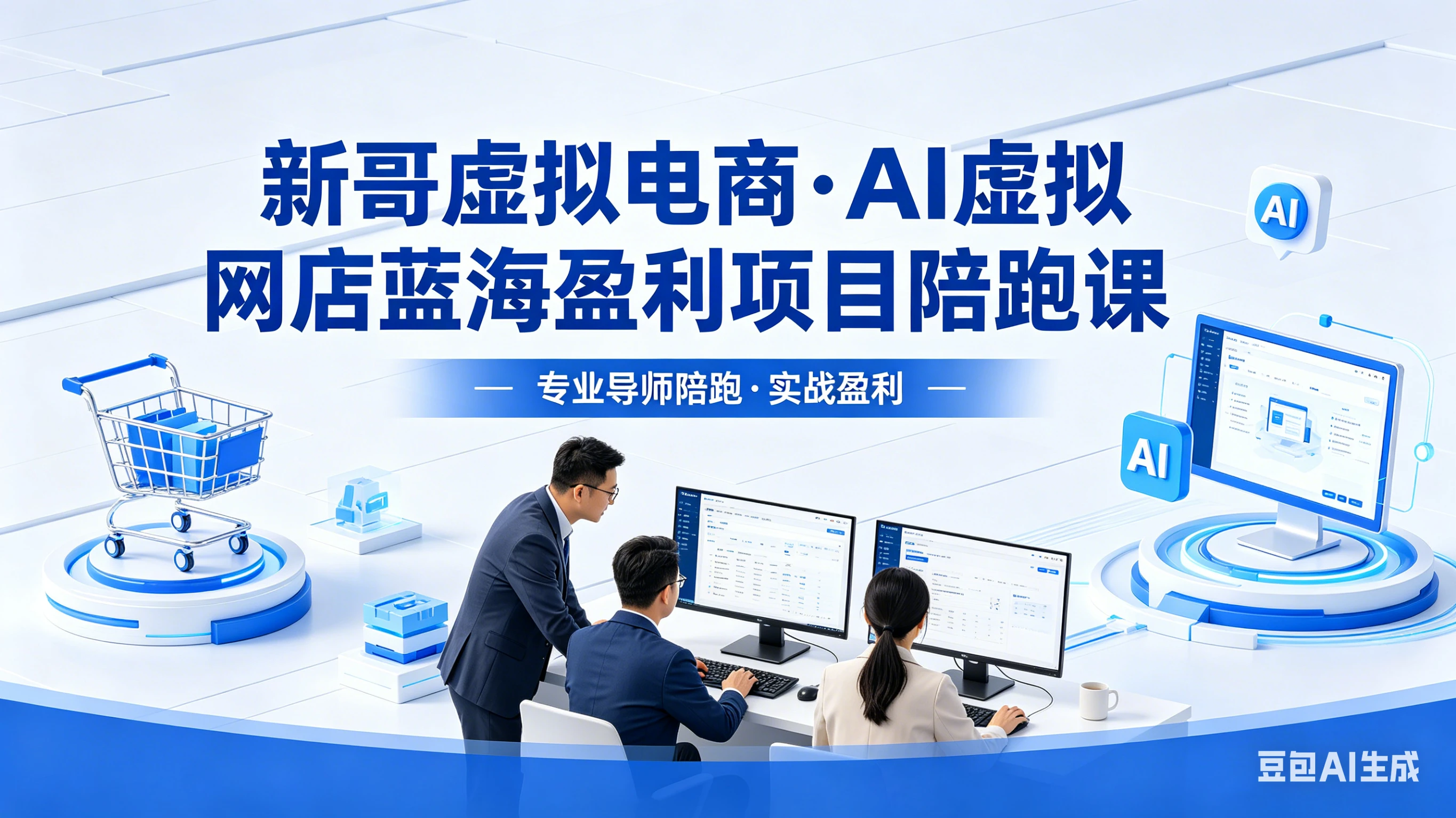 【精】新哥虚拟电商：AI虚拟网店蓝海盈利项目陪跑课，零货源开店运营全流程：选品+上架+发货+避坑+运营起店-副业吧