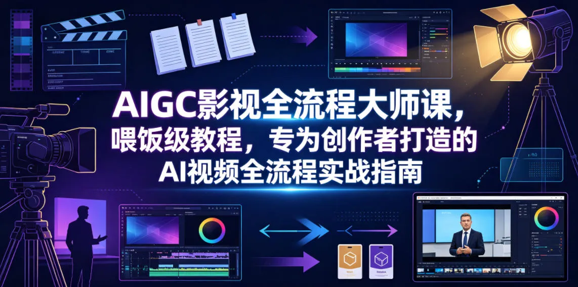 AIGC影视全流程大师课,喂饭级教程,专为创作者打造的AI视频全流程实战指南-副业吧