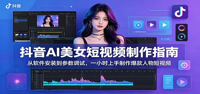 抖音AI美女短视频制作指南：从软件安装到参数调试，一小时上手制作爆款人物短视频-副业吧