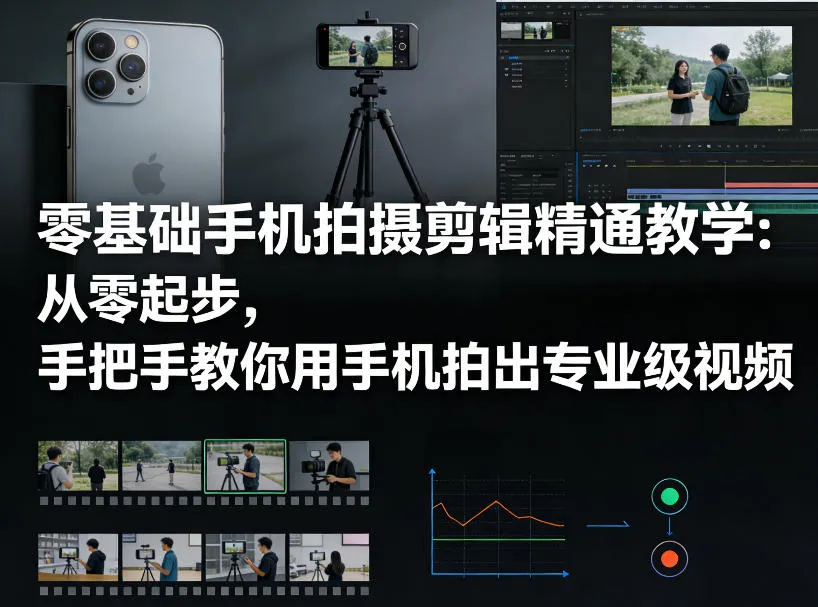 零基础手机拍摄剪辑精通教学：从零起步，手把手教你用手机拍出专业级视频-副业吧