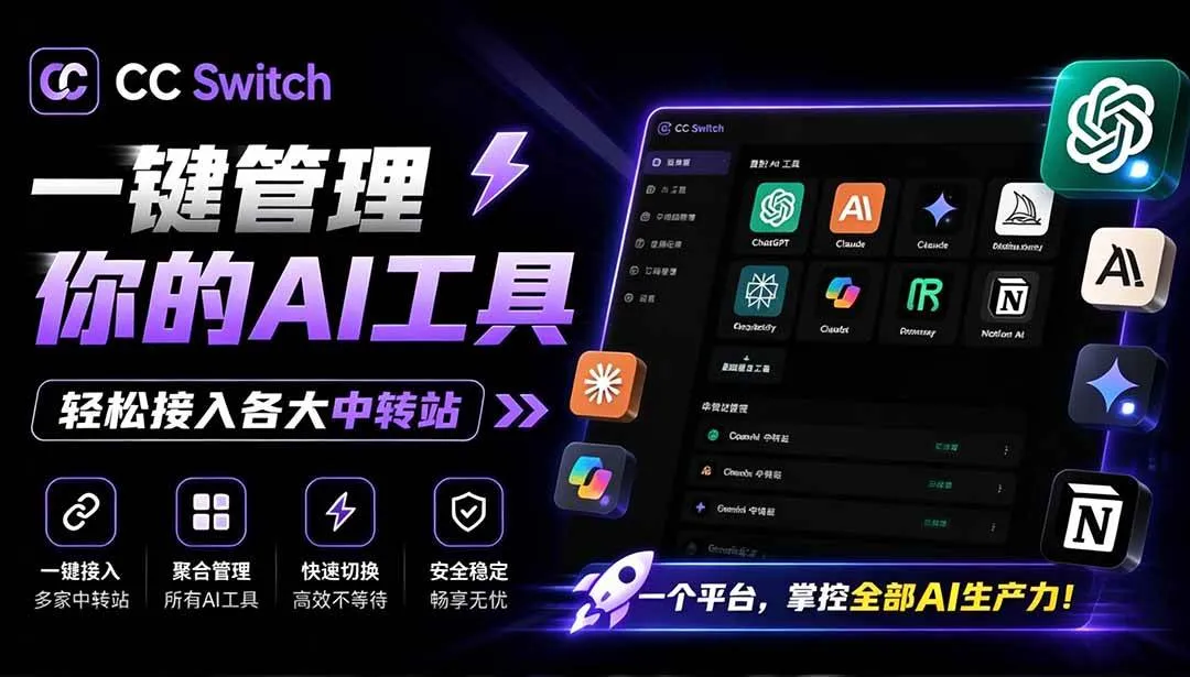 (19335期)一键给Chatgpt、Codex、Claude接入地第三方中转站,CC Switch统一管理你的 AI 编程工具工作流-副业吧 (19335期)一键给Chatgpt、Codex、Claude接入地第三方中转站,CC Switch统一管理你的 AI 编程工具工作流-副业吧