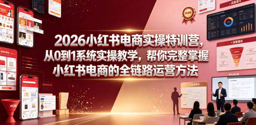 2026小红书电商实操特训营,从0到1系统实操教学,帮你完整掌握小红书电商的全链路运营方法-副业吧