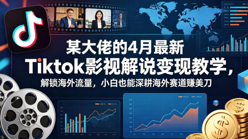 某大佬的4月最新Tiktok影视解说变现教学，解锁海外流量，小白也能深耕海外赛道賺美刀-副业吧