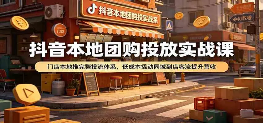 抖音本地团购投放实战课:门店本地推完整投流体系,低成本撬动同城到店客流提升营收-副业吧