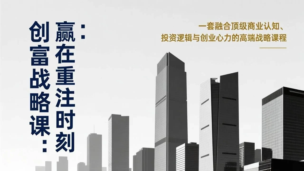 【精】创富战略课线下录音：赢在重注时刻，一套融合顶级商业认知、投资逻辑与创业心力的高端战略课程-副业吧