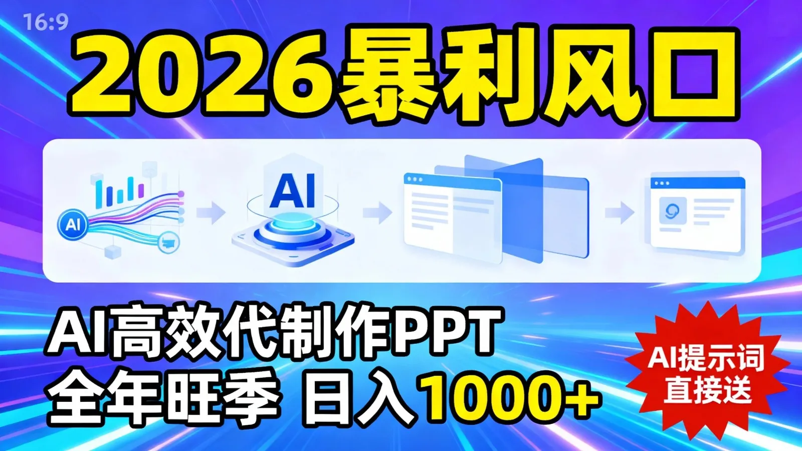 2026暴利！用AI高效代制作 PPT，全年旺季，日入 1000+，提示词直接送！-副业吧