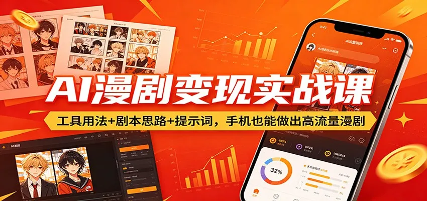 AI漫剧变现实战课：工具用法+剧本思路+提示词，手机也能做出高流量漫剧-副业吧