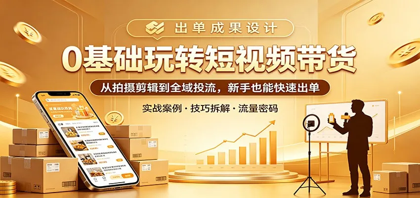 0基础玩转短视频带货：从拍摄剪辑到全域投流，新手也能快速出单-副业吧
