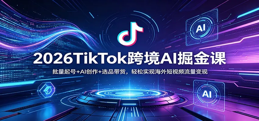 2026TikTok跨境AI掘金课：批量起号+AI创作+选品带货，轻松实现海外短视频流量变现-副业吧