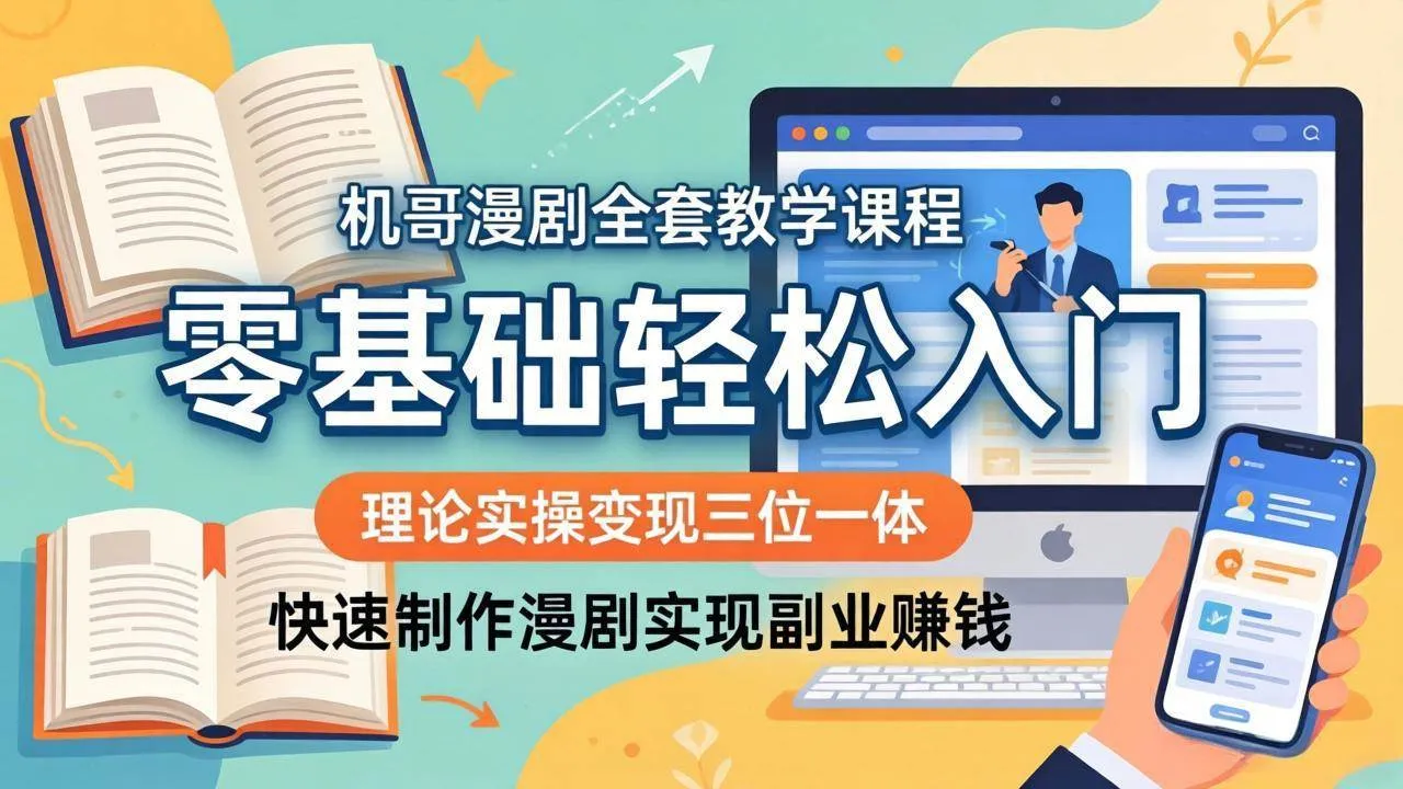 【精】飞机哥漫剧全套教学课程,理论实操变现三位一体,零基础轻松入门,快速制作漫剧实现副业赚钱-副业吧