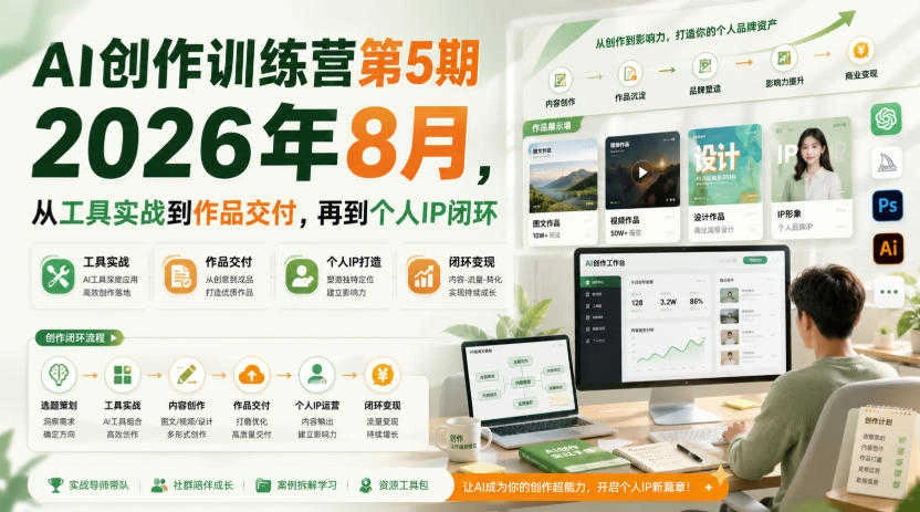 【精】AI创作训练营第5期 – 2026年最新实战指南-副业吧