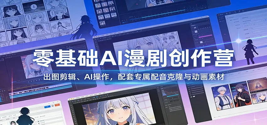 零基础AI漫剧创作营：出图剪辑、AI操作，配套专属配音克隆与动画素材-副业吧