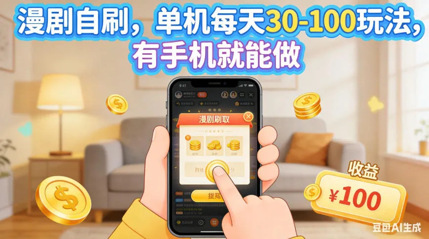 漫剧自刷，单机每天30-100玩法，有手机就能做，可矩阵操作放大收益【揭秘】-副业吧