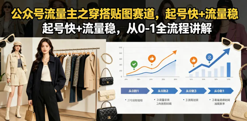 公众号流量主之穿搭贴图赛道，起号快+流量稳，从0-1全流程讲解-副业吧