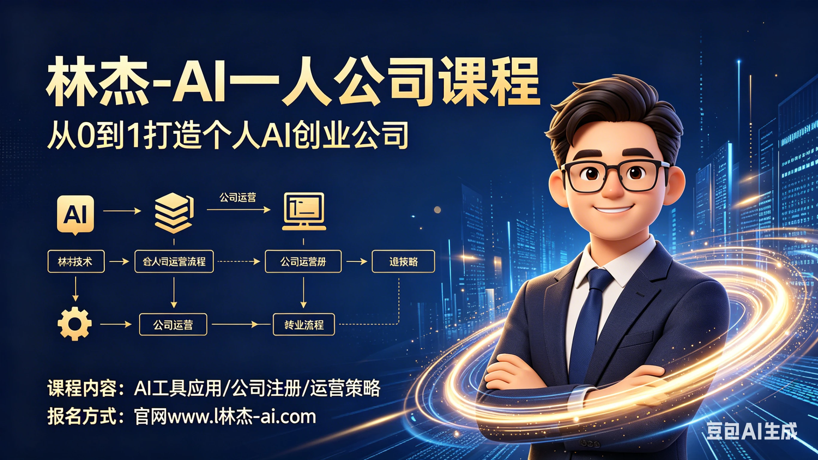 林杰-AI一人公司实战教学，让AI替你写文案、剪视频、找客户-副业吧