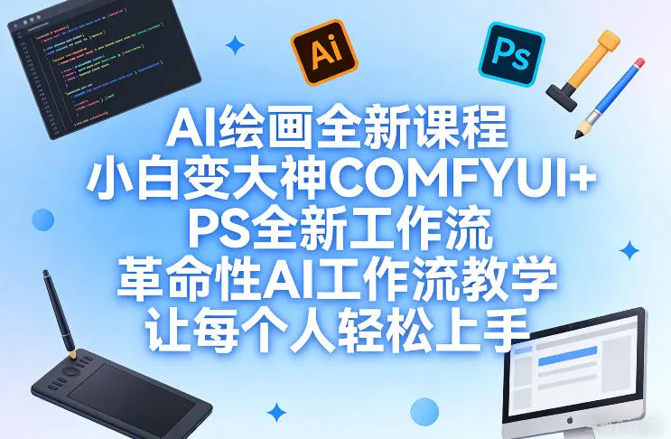 AI绘画全新课程，小白变大神COMFYUI+PS全新工作流，革命性AI工作流教学，让每个人轻松上手-副业吧