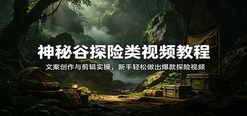 【精】神秘谷探险类视频教程：文案创作与剪辑实操，新手轻松做出爆款探险视频-副业吧