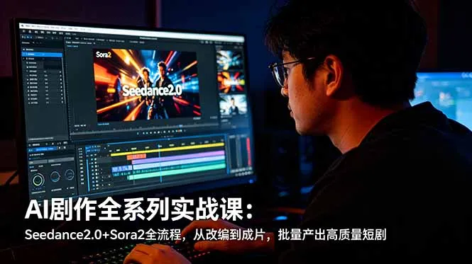 【精】AI剧作全系列实战课:Seedance2.0+Sora2全流程,从改编到成片,批量产出高质量短剧-副业吧