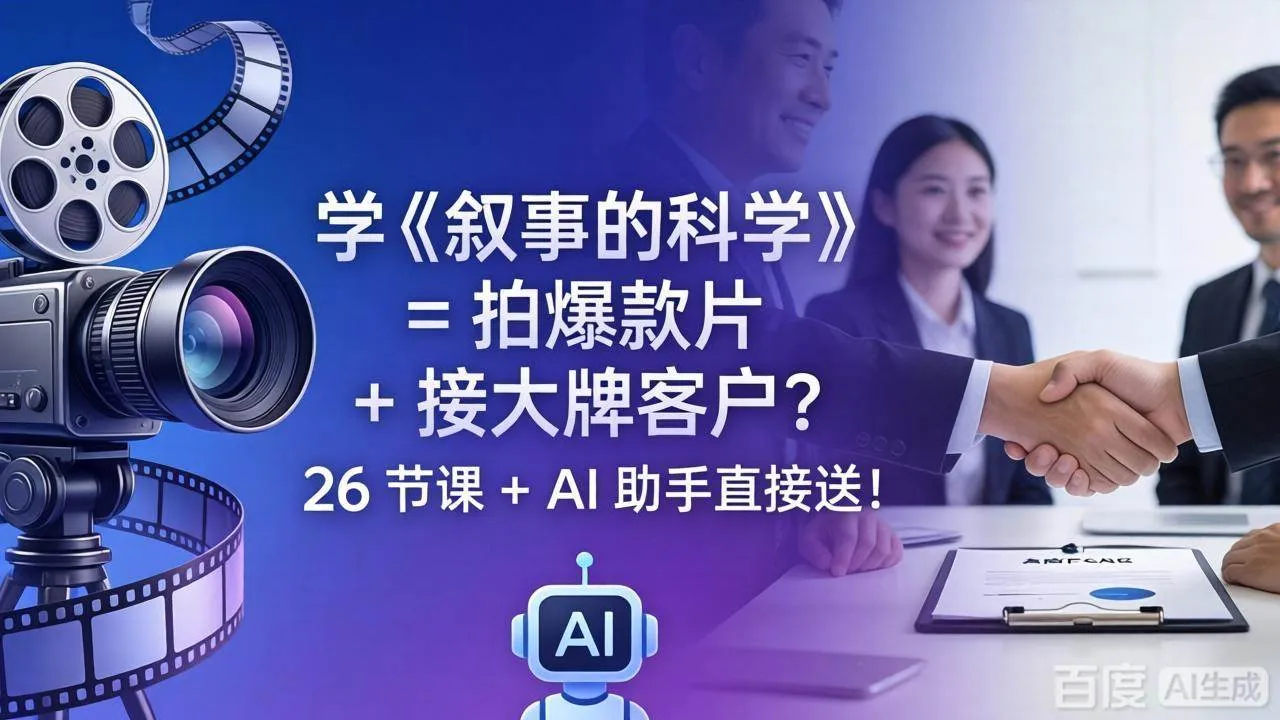 （18302期）学《叙事的科学》= 拍爆款片 + 接大牌客户？26 节课 + AI 助手直接送！-副业吧