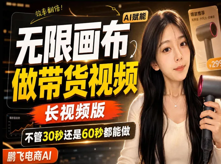 【保姆级教程】无限画布搭建长带货视频,拼接不翻车全程一致,小白跟着步骤也能上手-副业吧
