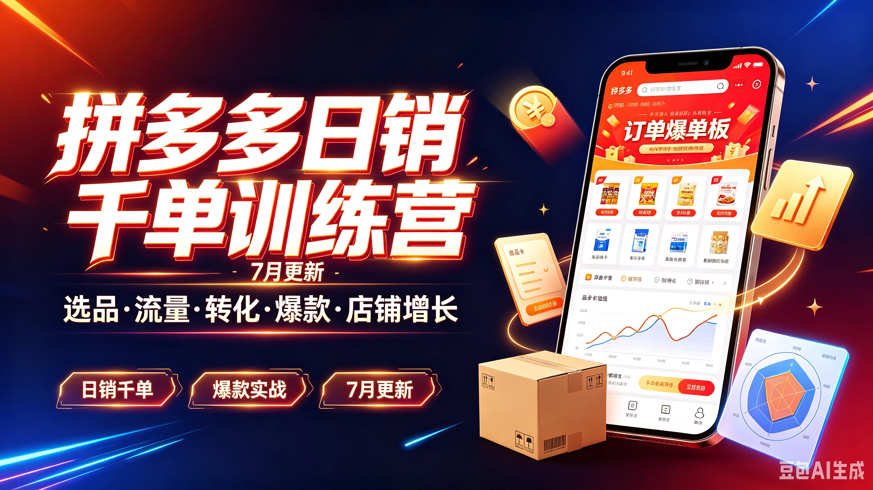【精】拼多多日销千单训练营,7月更新选品·流量·转化·爆款·店铺增长,日销千单、爆款实战、7月更新-副业吧