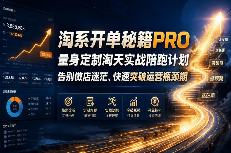淘系开单秘籍PRO,量身定制淘天实战陪跑计划,告别做店迷茫、快速突破运营瓶颈期(2026年6月11)-副业吧