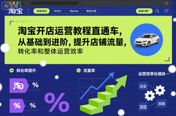 淘宝开店运营教程直通车,从基础到进阶,提升店铺流量,转化率和整体运营效率(更新11月)-副业吧