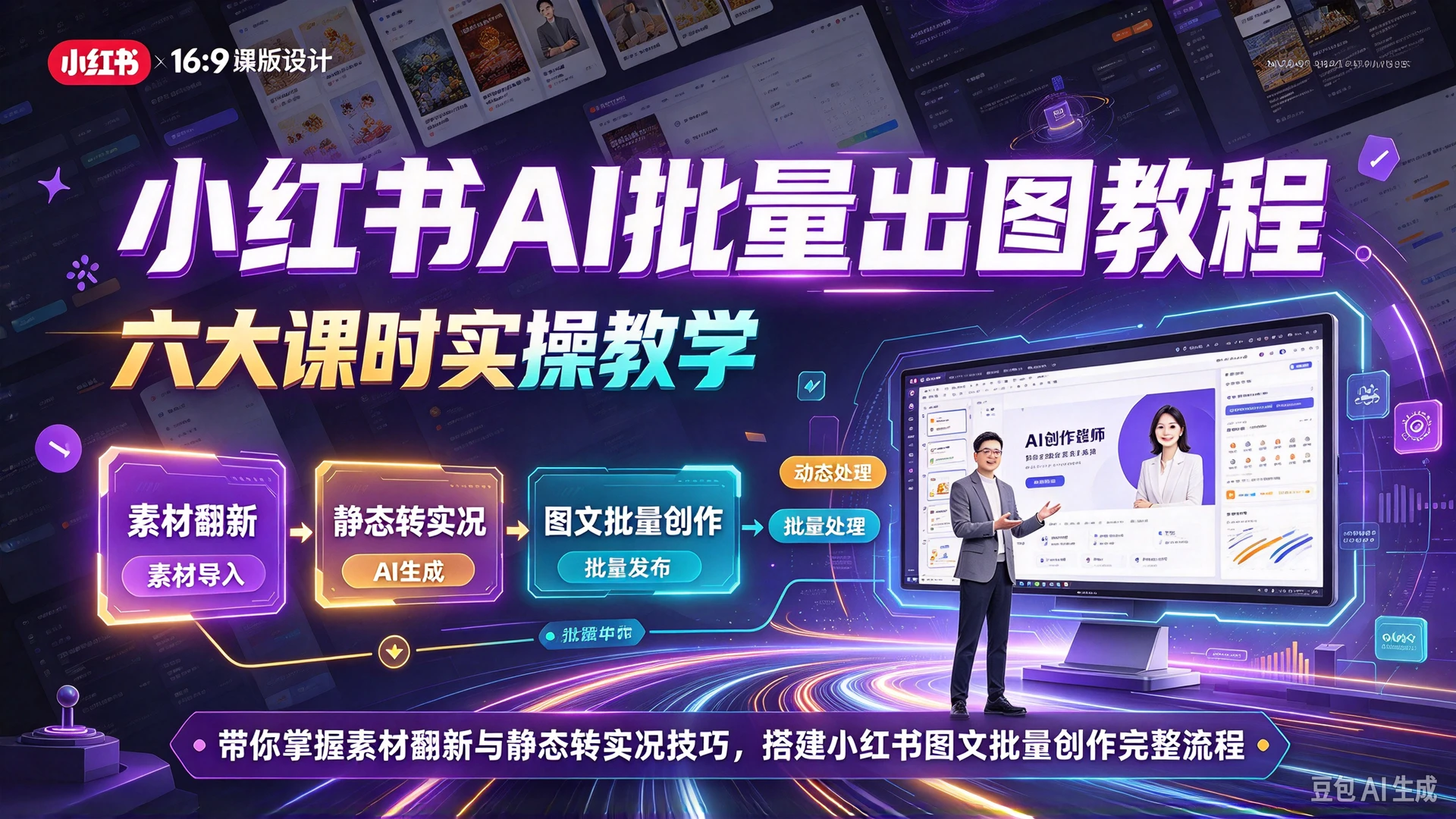 小红书AI批量出图教程,六大课时实操教学,带你掌握素材翻新与静态转实况技巧,搭建小红书图文批量创作完整流程-副业吧