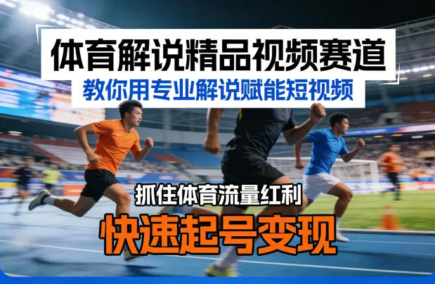 体育解说精品视频赛道，教你用专业解说赋能短视频，抓住体育流量红利，快速起号变现-副业吧