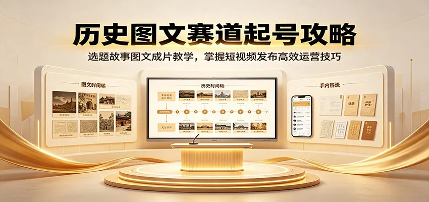 历史图文赛道起号攻略：选题故事图文成片教学，掌握短视频发布高效运营技巧-副业吧